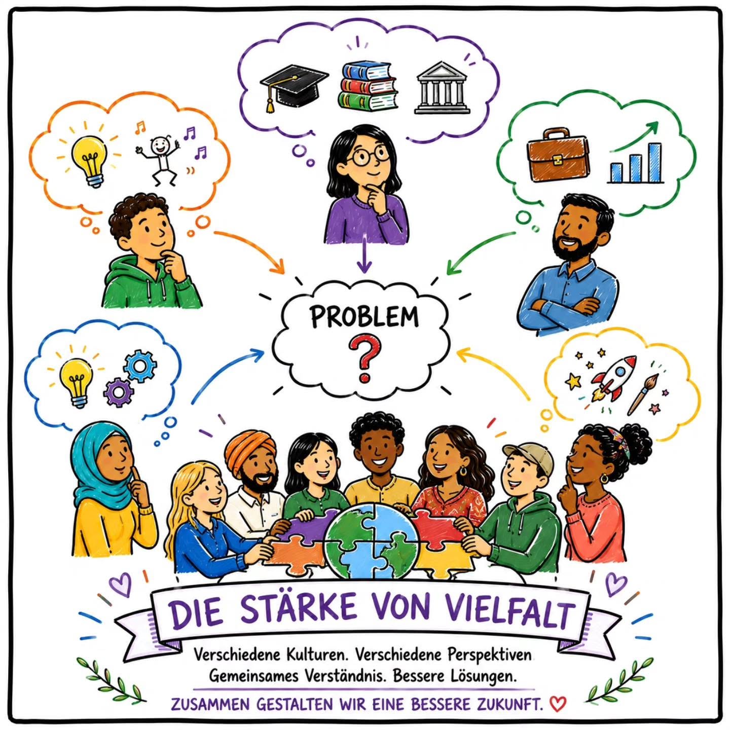 Was passiert eigentlich, wenn Menschen mit ganz unterschiedlichen kulturellen Hintergründen gemeinsam auf ein Problem schauen?